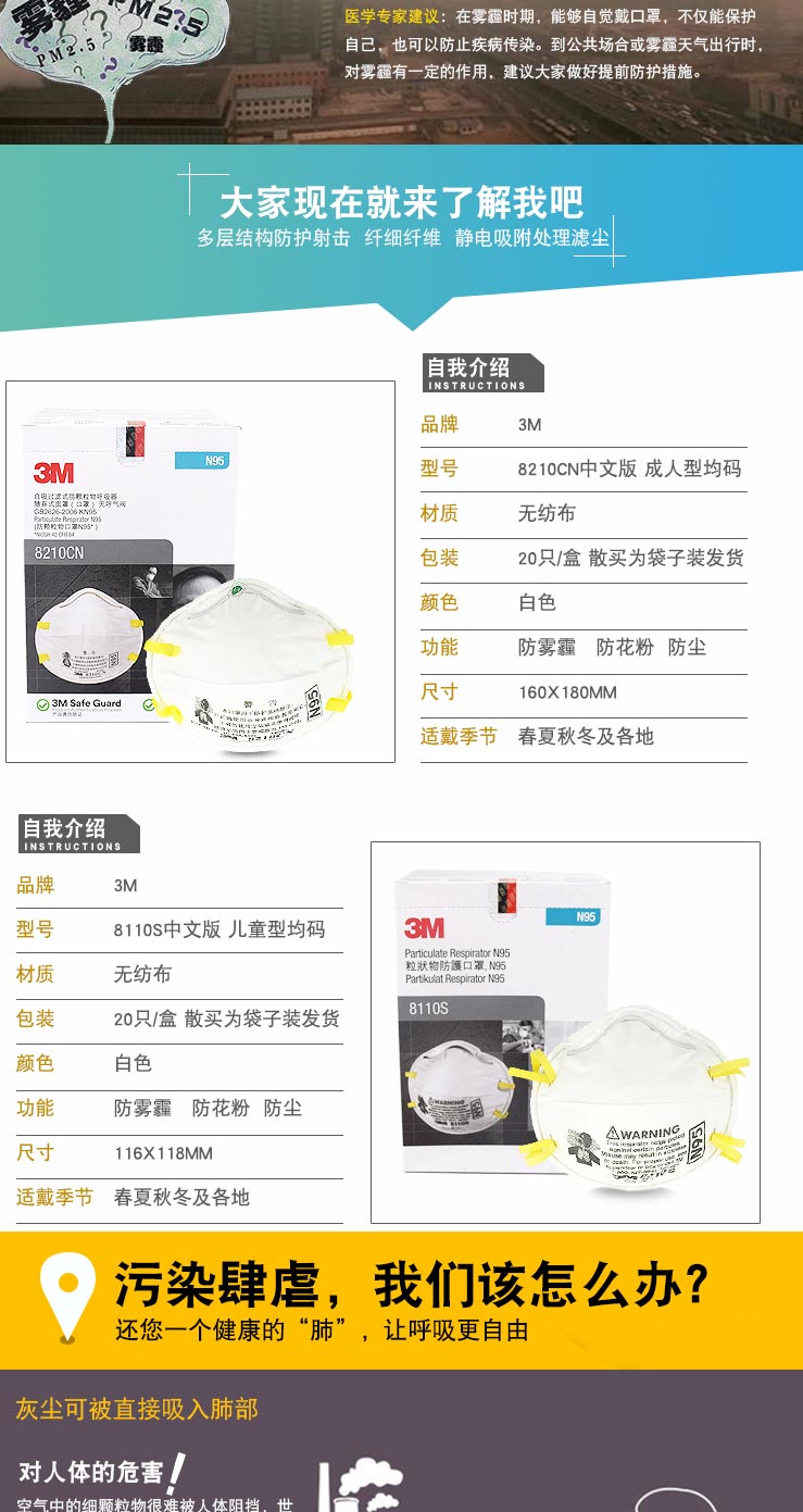3M 8110S N95防塵防護口罩